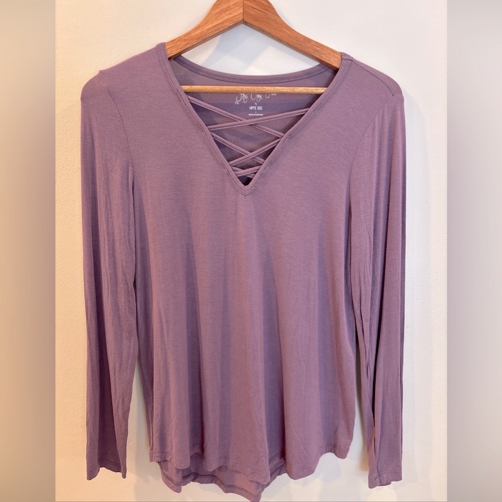 Hippie Rose - The Cozy Tee - Juniors Long-Sleeve Sz L Purple